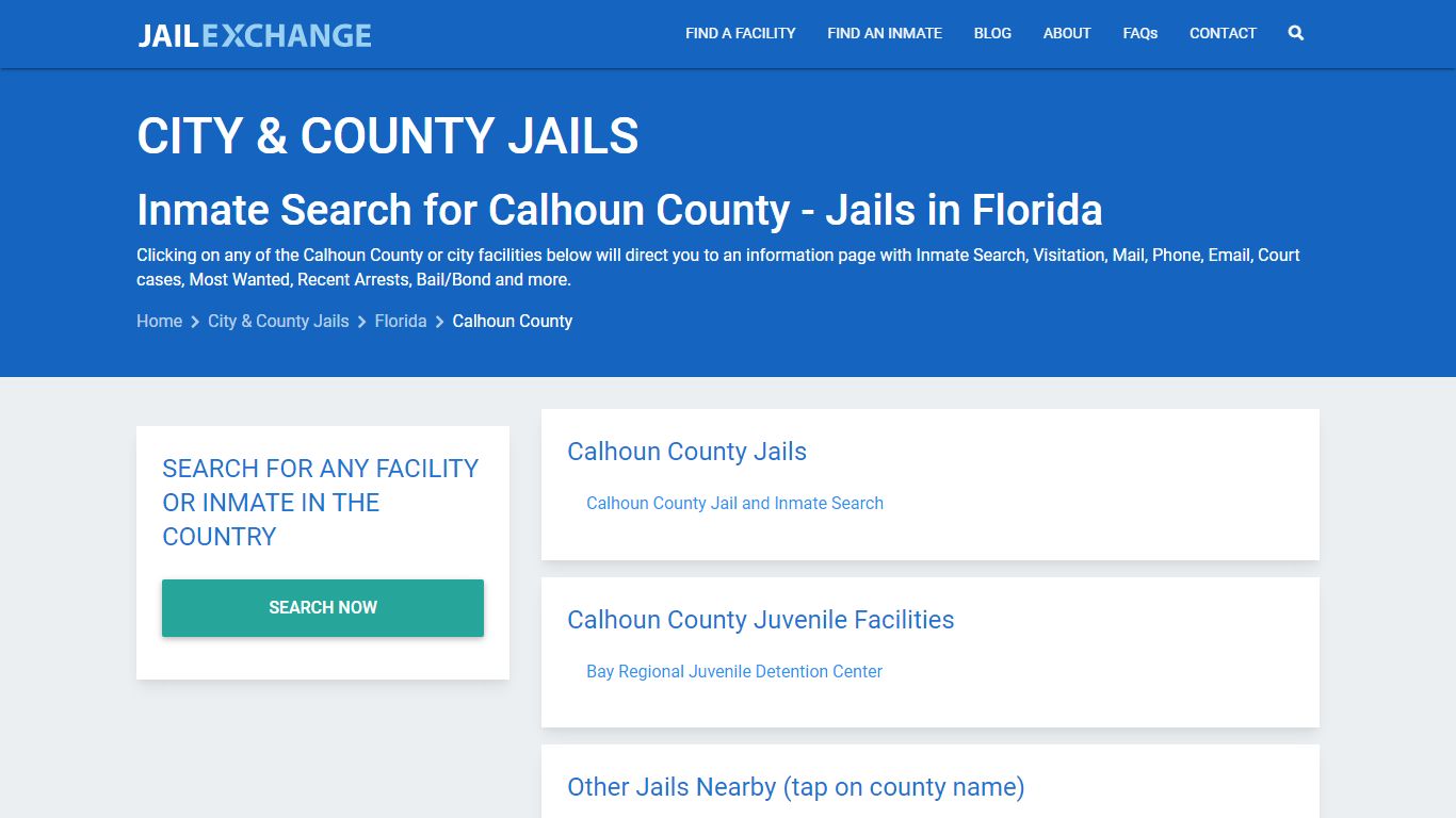 Inmate Search for Calhoun County | Jails in Florida - Jail Exchange
